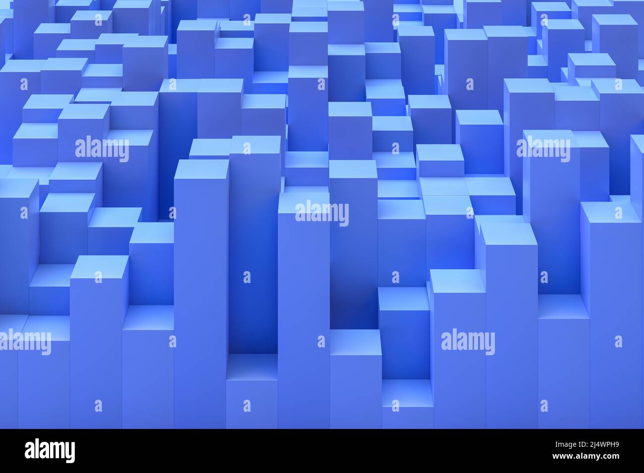 Abstract background of blue isometric cuboids depicting a cityscape ...