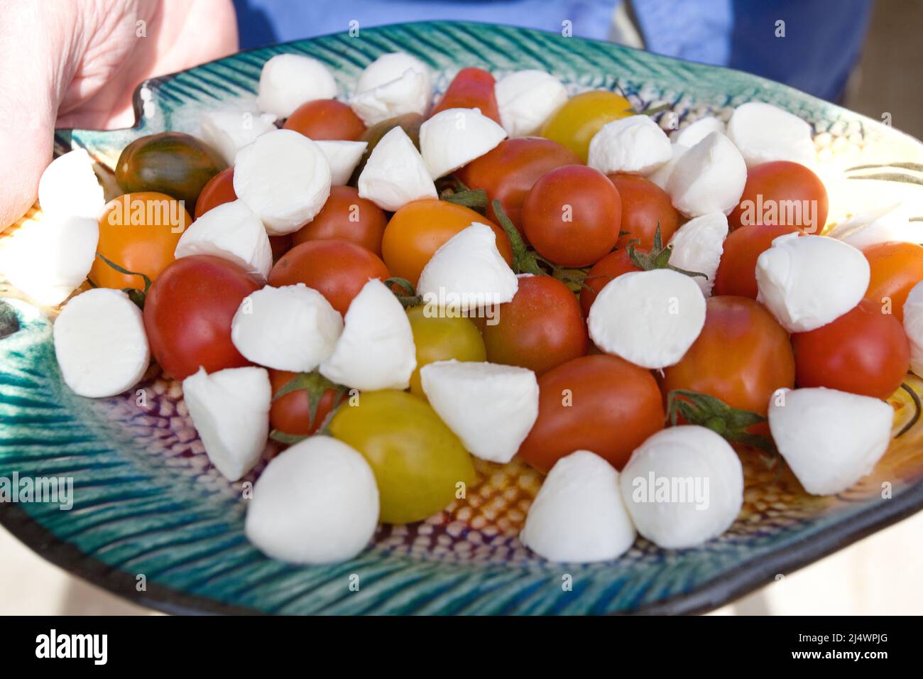 Mozzarella and vine tomatoes Stock Photo