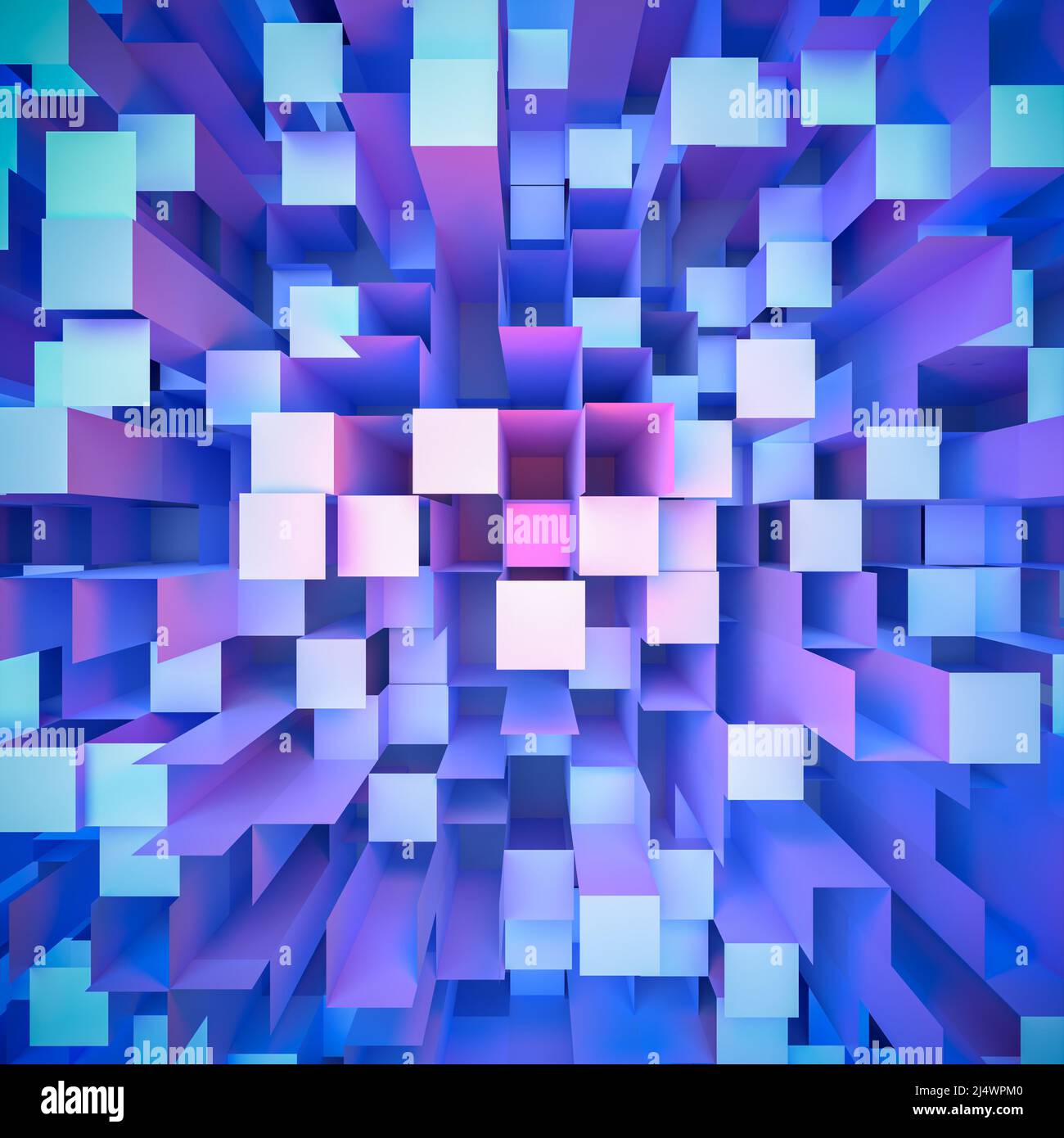 Abstract background of blue isometric cuboids depicting a cityscape ...