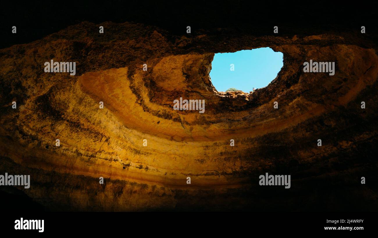Interior view of the famous cave Algar de Benagil, in Algarve, Portugal Stock Photo