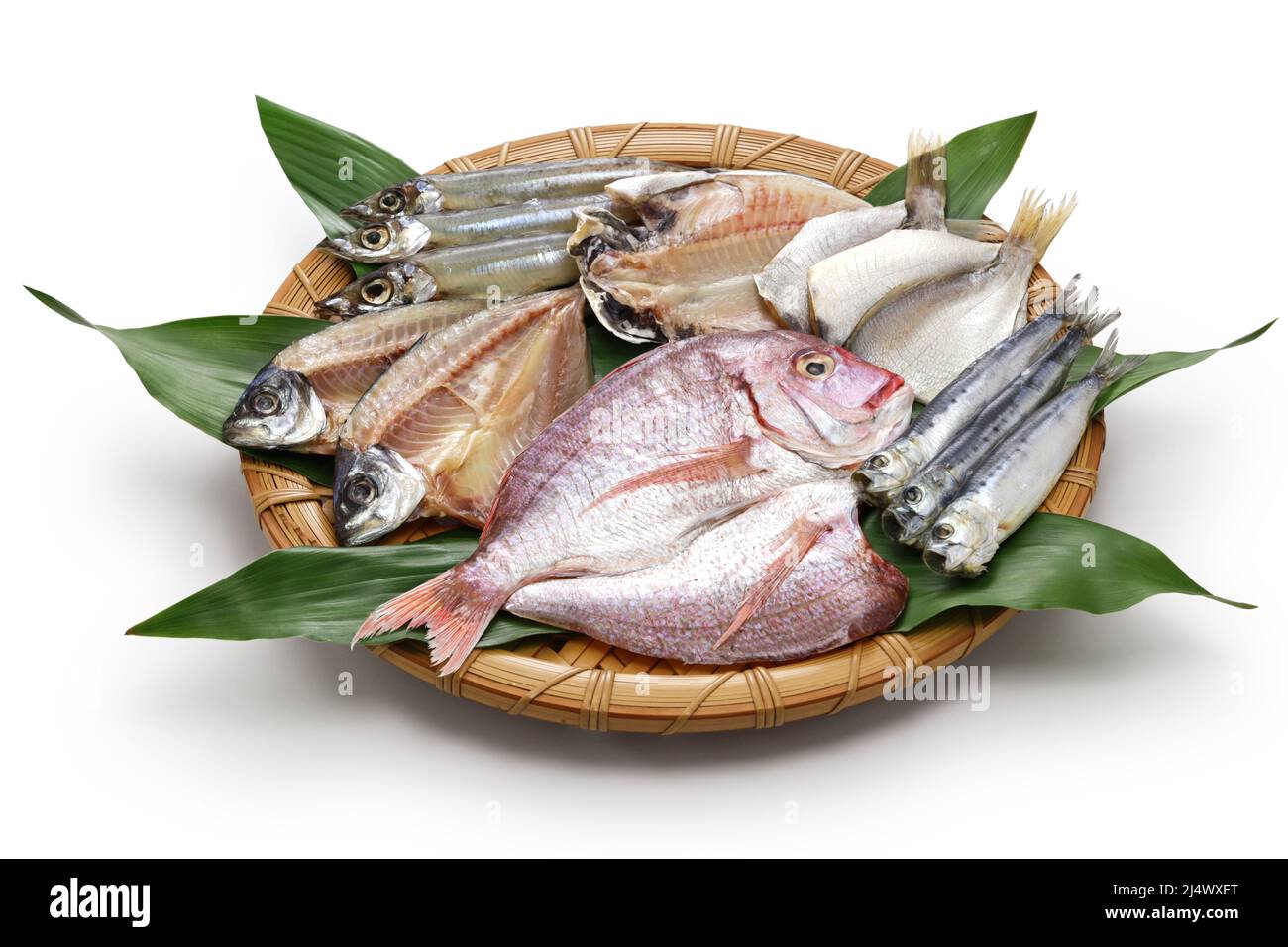 Japanese assorted dried fish, uncooked Stock Photo