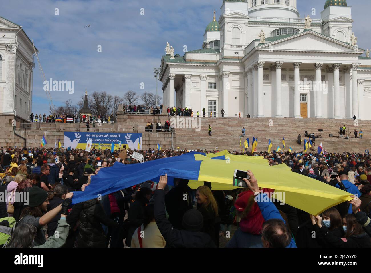 We stand with Ukraine demonstration at Senate square, Helsinki, Finland,   Stock Photo - Alamy