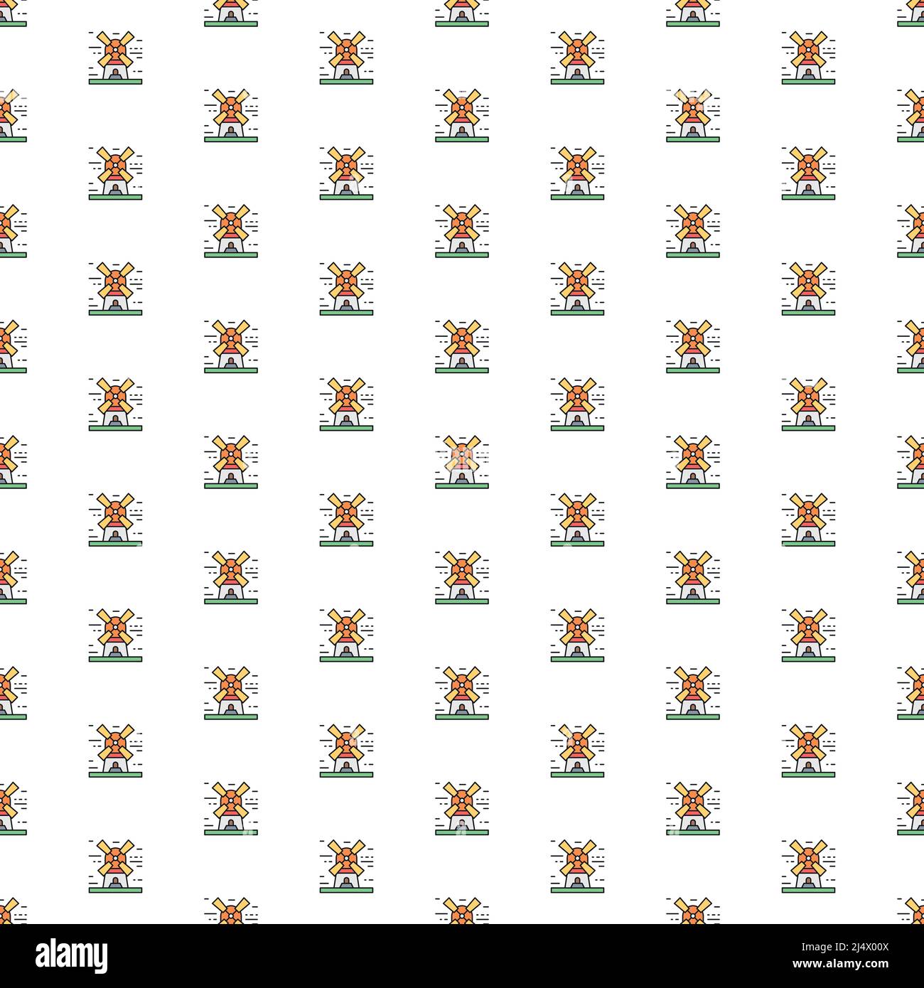 Vector windmill landscape pattern with various icons Stock Vector Image ...