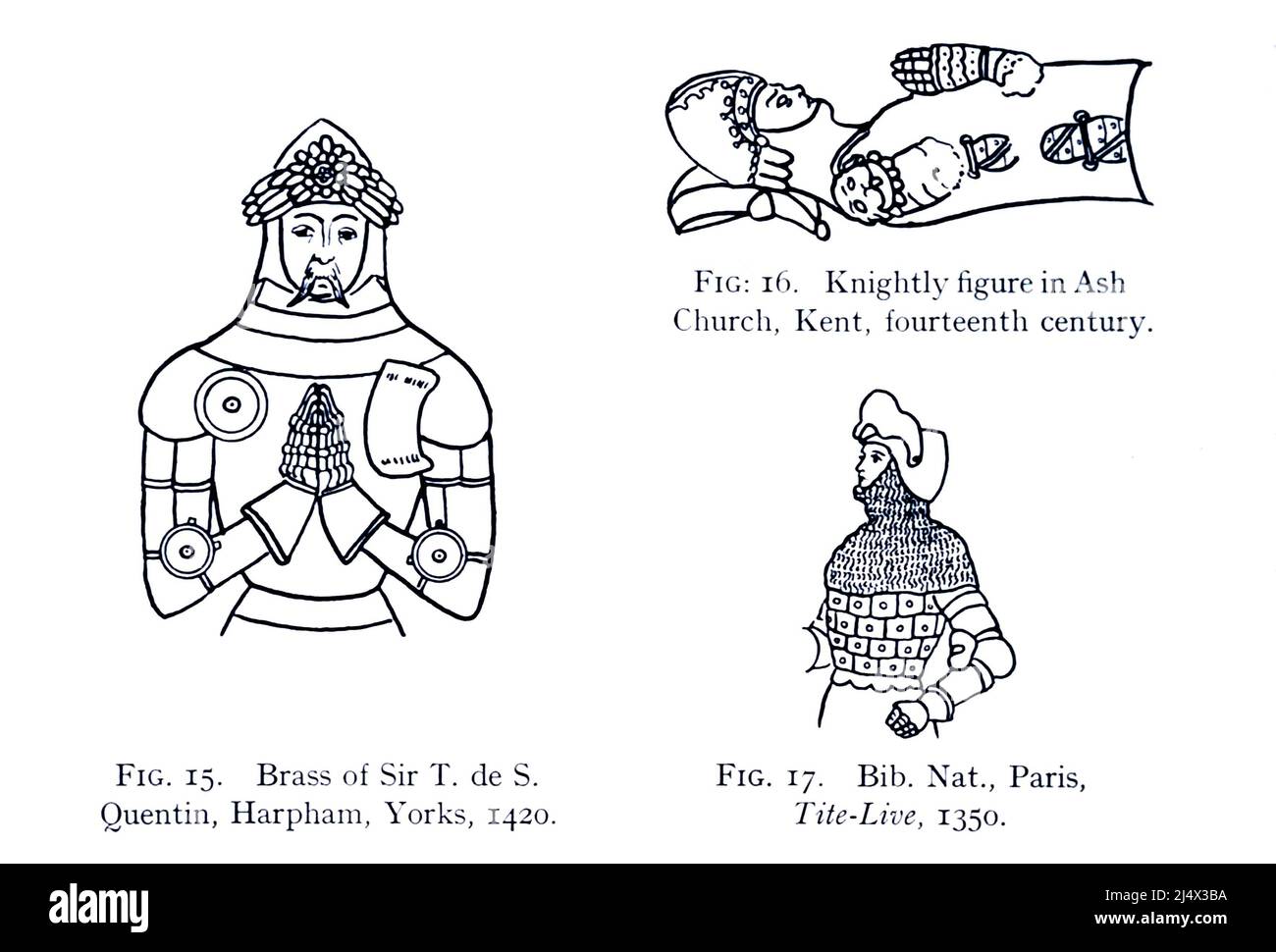 Sets of armour from the 14th century from the book ' Armour & weapons ' by Charles John Ffoulkes