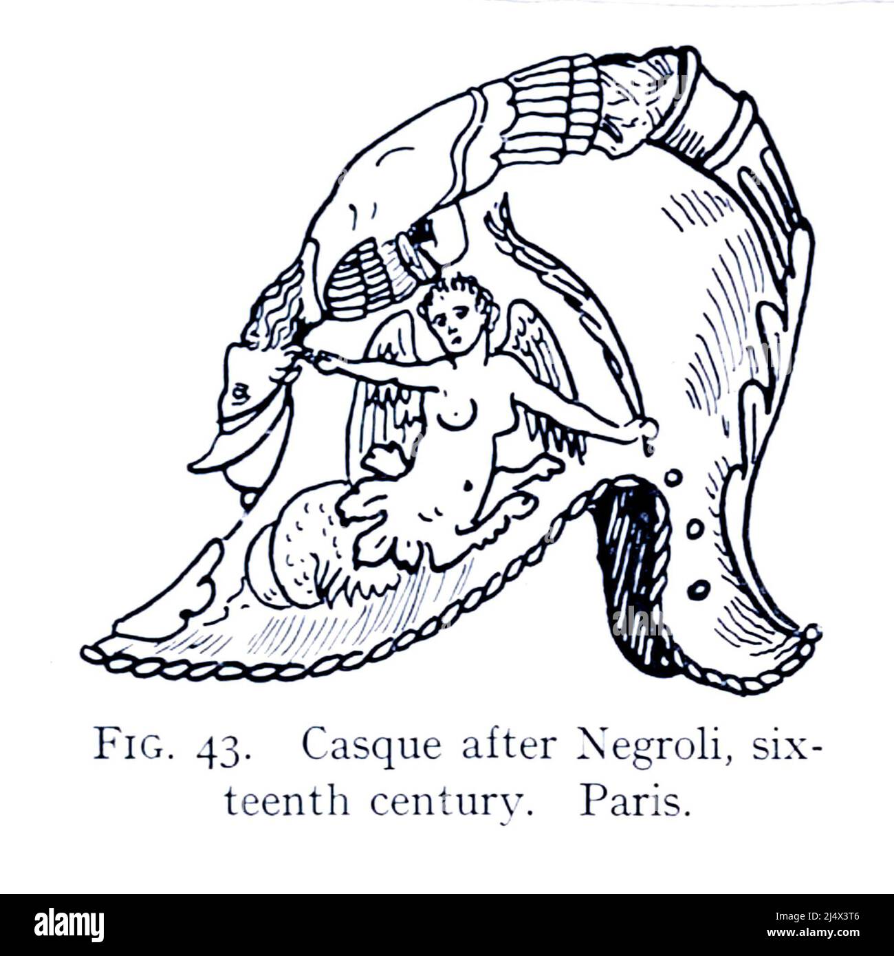 Casque after Negroli, sixteenth century. Paris from the book ' Armour & weapons ' by Charles John Ffoulkes,  Publisher Oxford Clarendon press 1909 Stock Photo