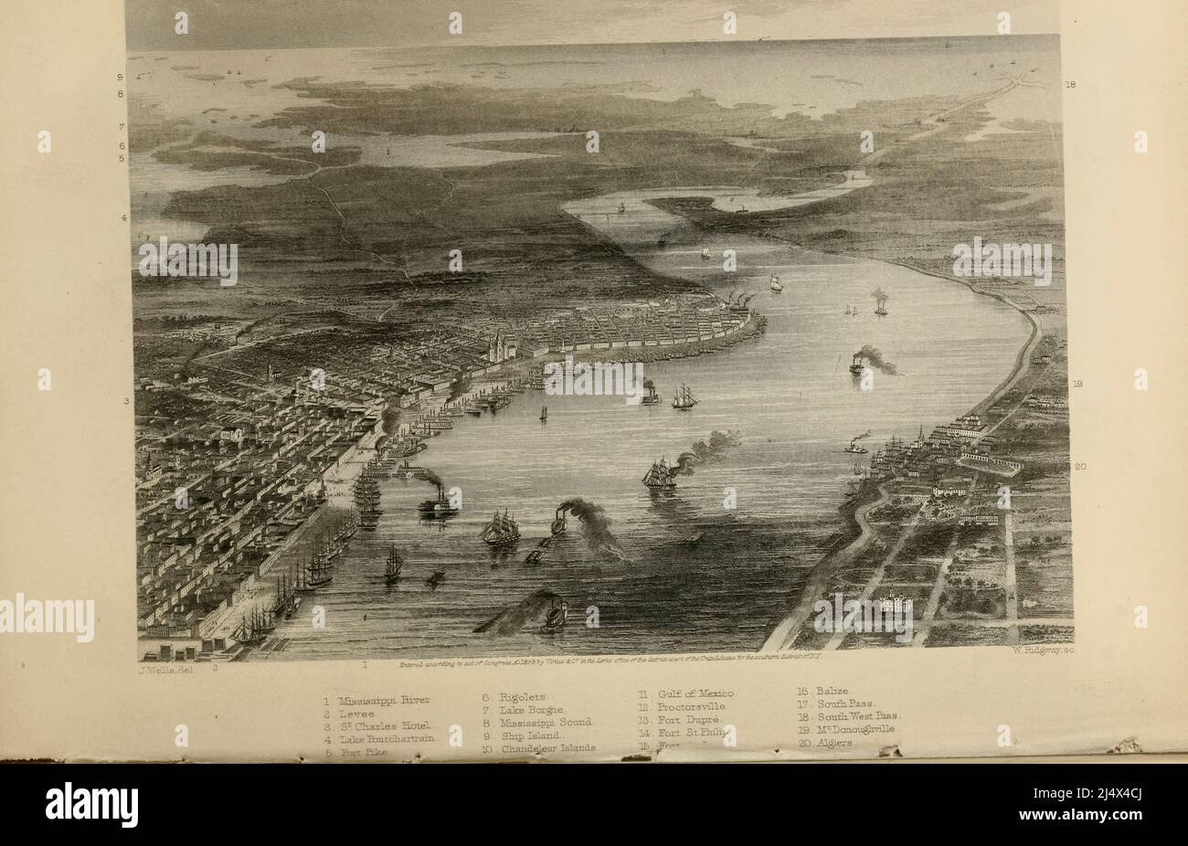 NEW ORLEANS, LA., AND ITS VICINITY from the book The great Civil War : a history of the late rebellion : with biographical sketches of leading statesmen and distinguished naval and military commanders, etc. by Robert Tomes, 1817-1882 Publisher New York : Virtue and Yorston 1865-1867 Stock Photo