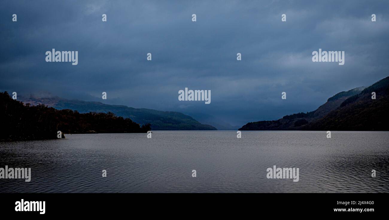 Gloomy weather at Loch Lomond, Scotland Stock Photo