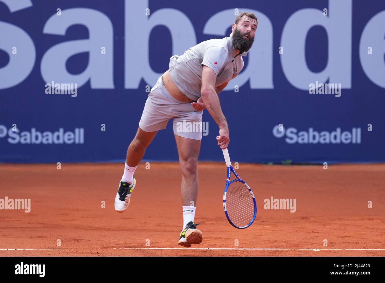Barcelona, Spain. 18th Apr, 2022. Benoit Paire during the match of Barcelona Open Banc Sabadell, Conde de Godó Trophy between Soonwooi Kwon and Benoit Pairee played at Real Club de Tenis Barccelona on April 18, 2022 in Barcelona, Spain. (Photo by Bagu Blanco/ PRESSINPHOTOt) Credit: PRESSINPHOTO SPORTS AGENCY/Alamy Live News Stock Photo