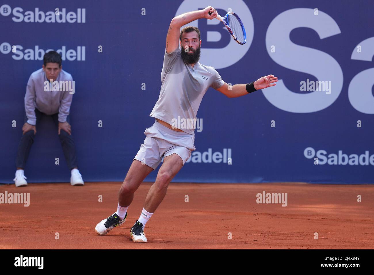 Barcelona, Spain. 18th Apr, 2022. Benoit Paire during the match of Barcelona Open Banc Sabadell, Conde de Godó Trophy between Soonwooi Kwon and Benoit Pairee played at Real Club de Tenis Barccelona on April 18, 2022 in Barcelona, Spain. (Photo by Bagu Blanco/ PRESSINPHOTOt) Credit: PRESSINPHOTO SPORTS AGENCY/Alamy Live News Stock Photo