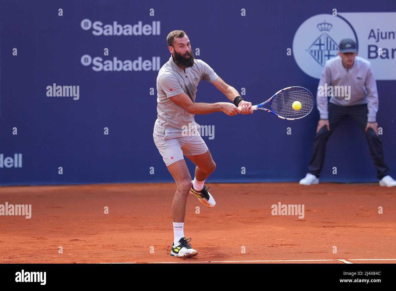 Barcelona, Spain. 18th Apr, 2022. Benoit Paire during the match of Barcelona Open Banc Sabadell, Conde de Godó Trophy between Soonwooi Kwon and Benoit Pairee played at Real Club de Tenis Barccelona on April 18, 2022 in Barcelona, Spain. (Photo by Bagu Blanco/ PRESSINPHOTOt) Credit: PRESSINPHOTO SPORTS AGENCY/Alamy Live News Stock Photo