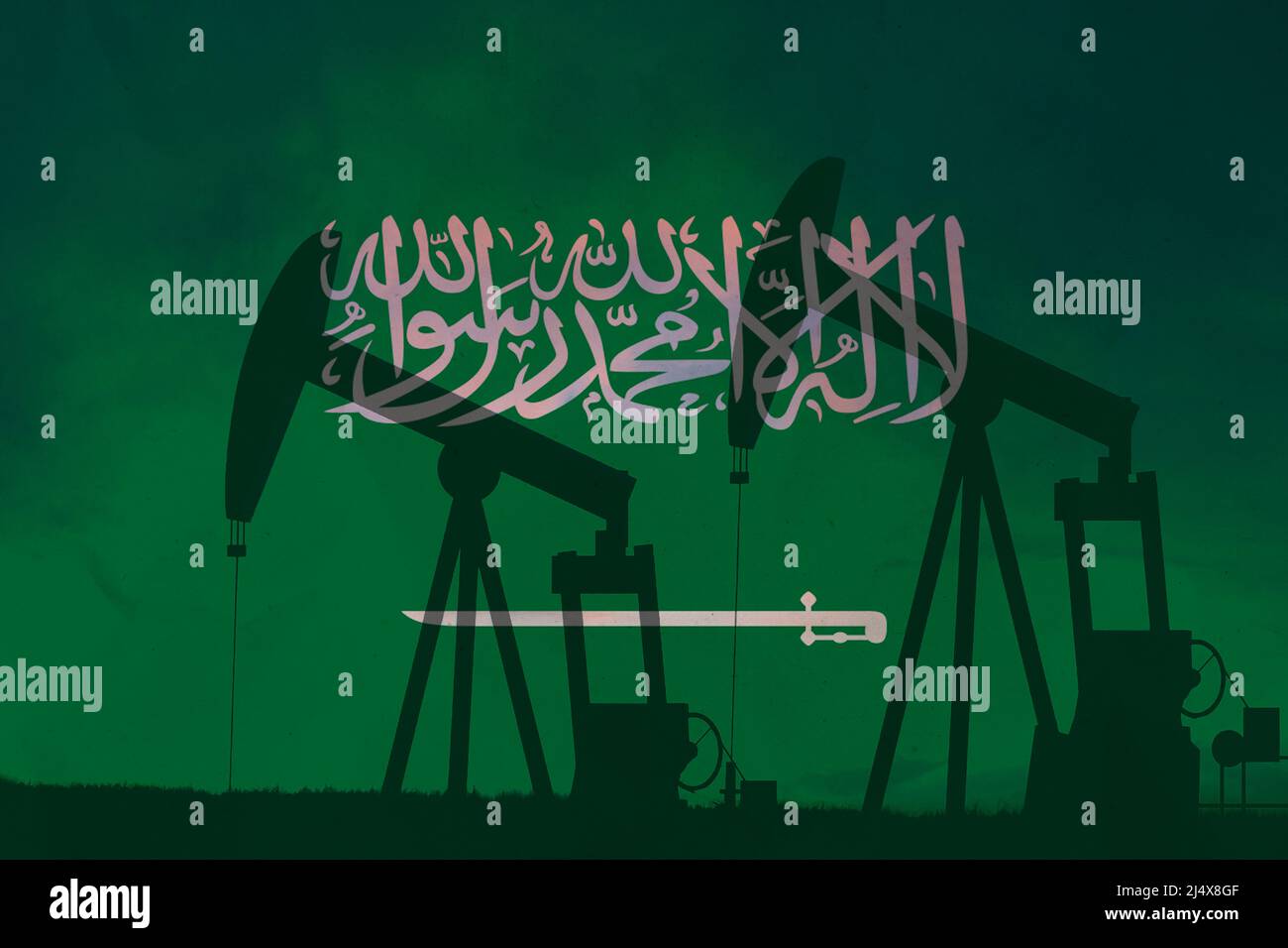 Saudi Arabia oil industry concept, industrial illustration. Saudi