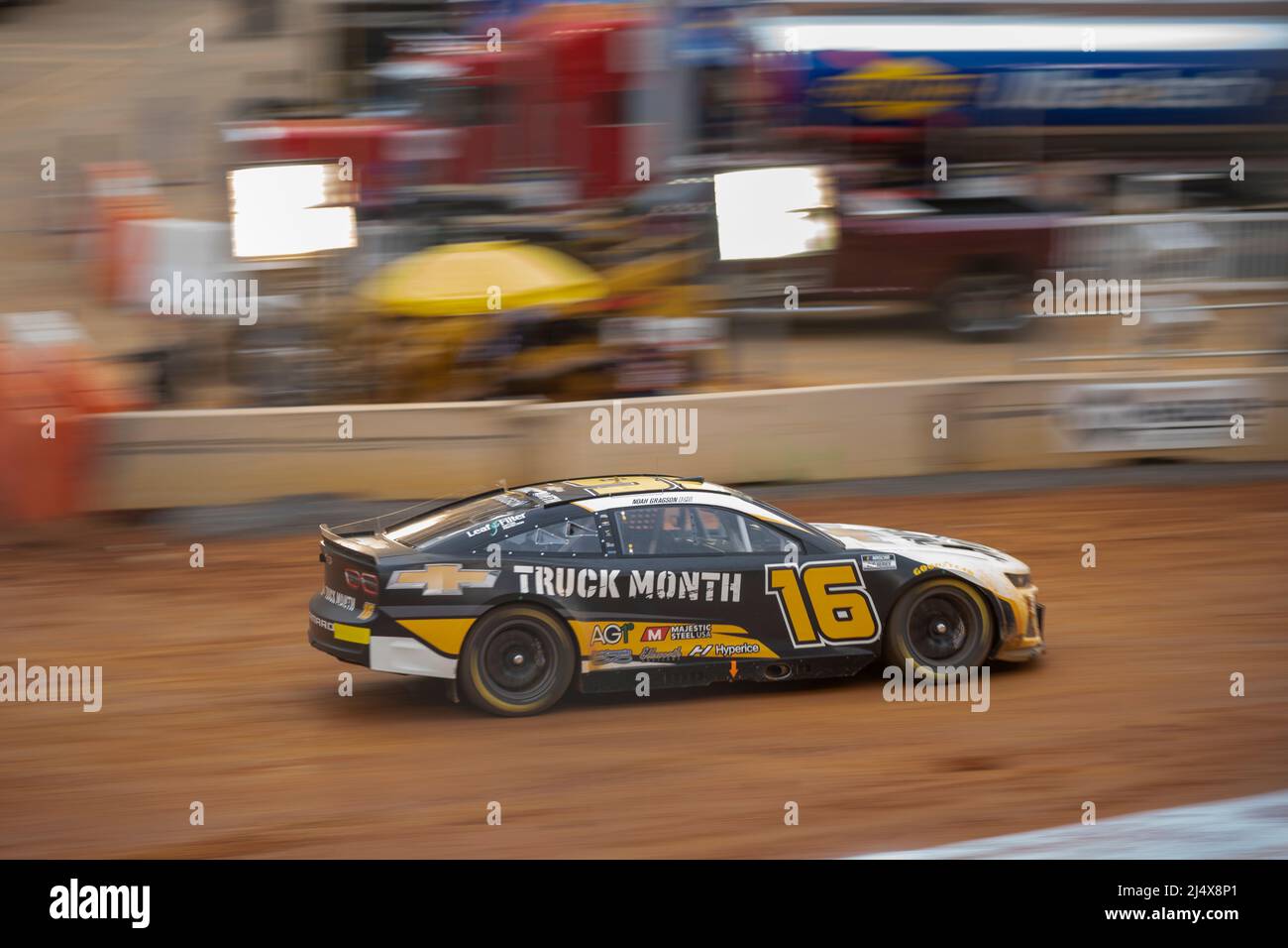 Bristol, TN, USA. 17th Apr, 2022. Noah Gragson races for position for