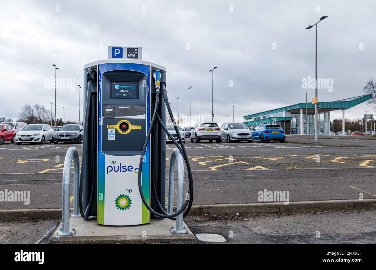 Electric car charging point at Ingliston park and ride carpark