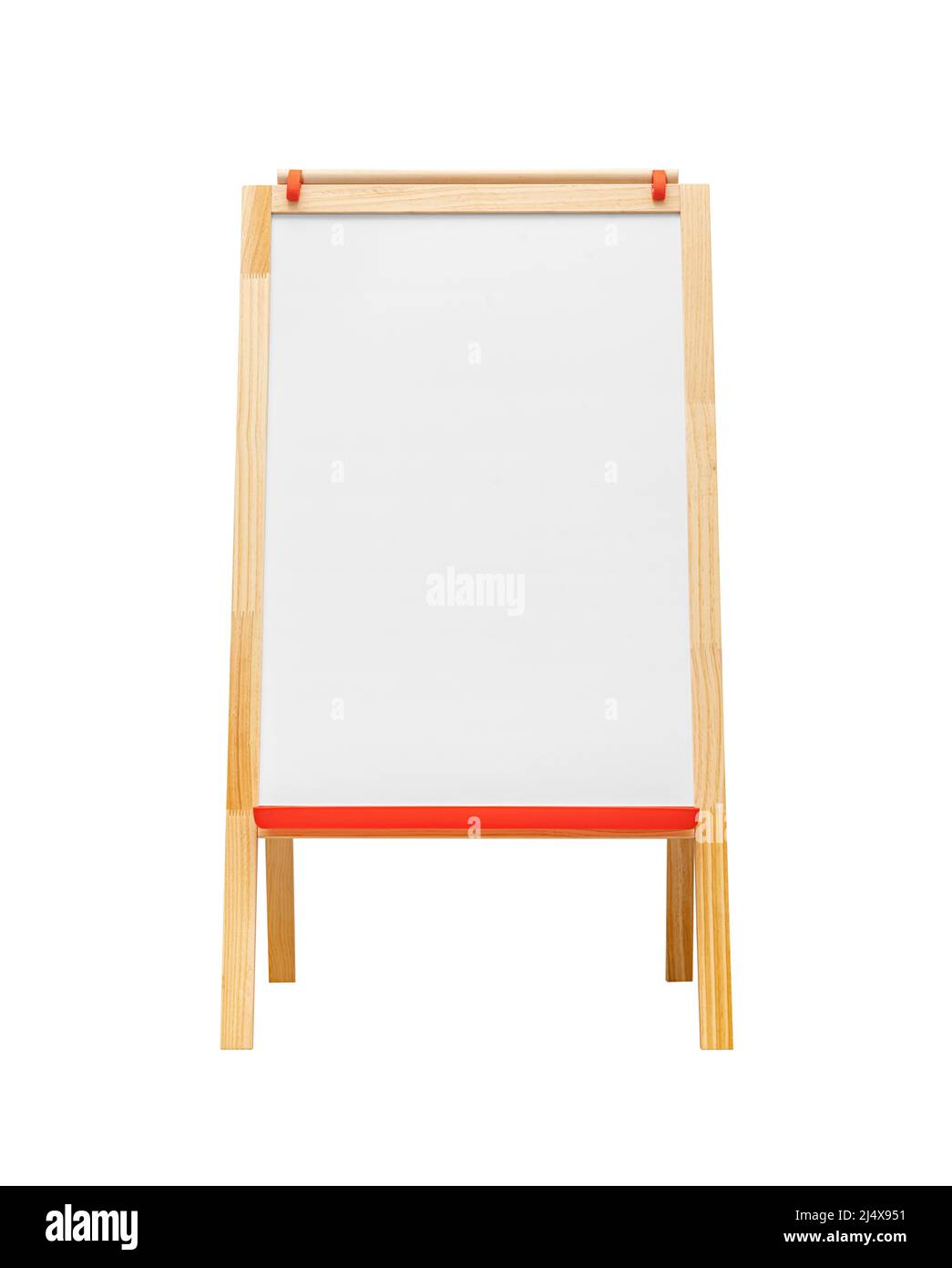 A children's floor easel for drawing with markers and paints stands on