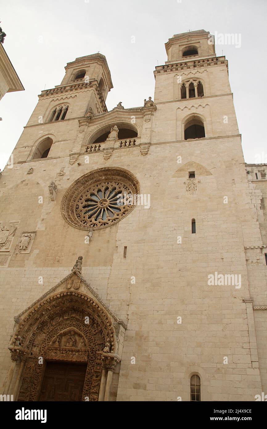 Altamura, Italy. Exterior view of the front of the Cathedral, with the ...