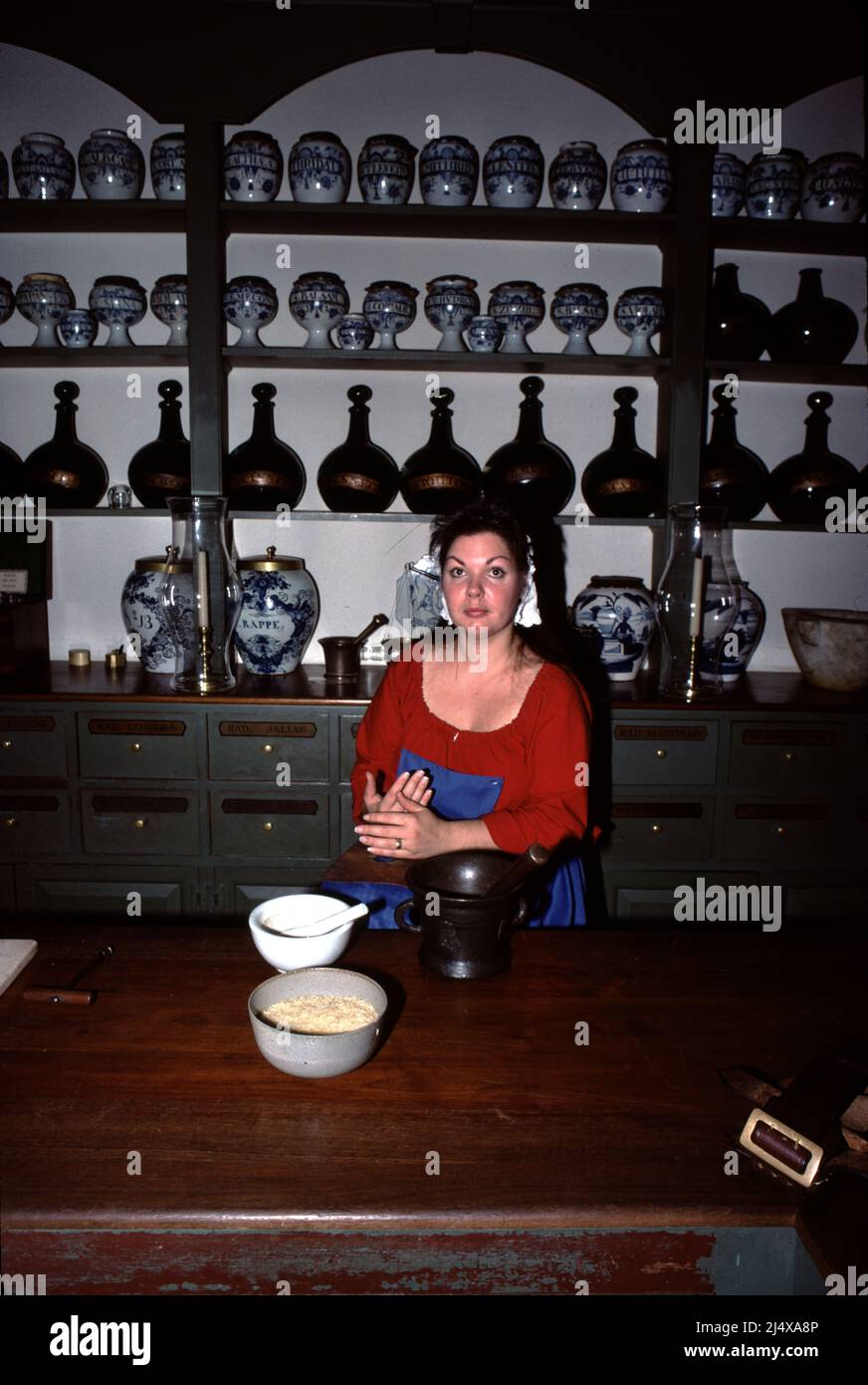 Williamsburg, VA. U.S.A. 9/1987. Apothecary. Pasteur & Galt Apothecary