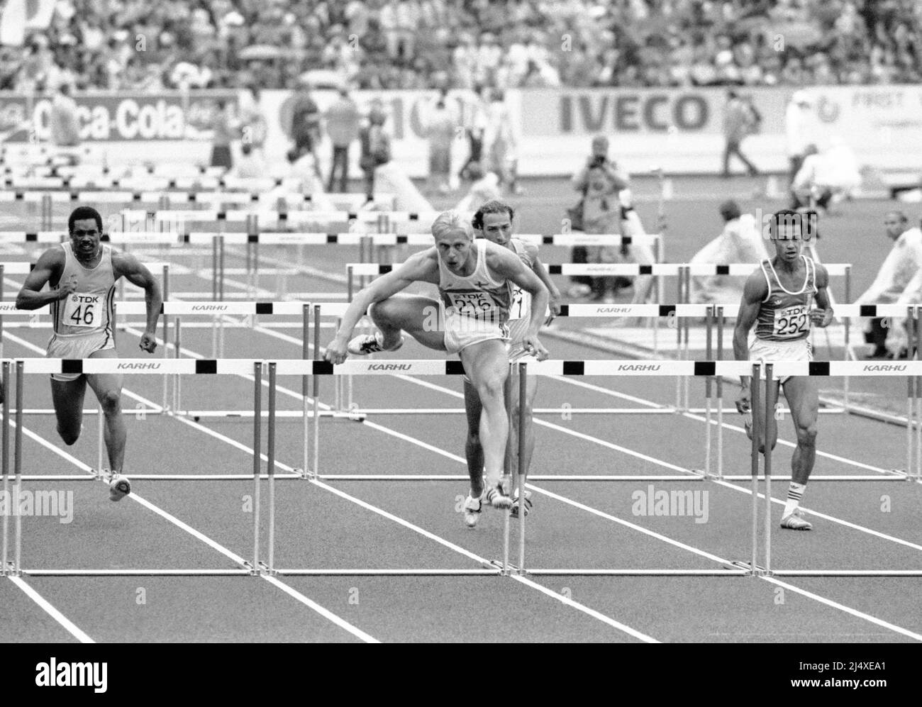 ARTO BRYGGARE Finland 110m hurdle athlete at IAAF World Champion Ship in Helsinki Finland 1983