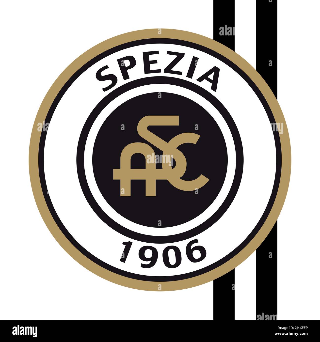La Spezia, Italy, April 2022 - Spezia . Football Club brand logo with  white and black colors flag, illustration Stock Photo - Alamy