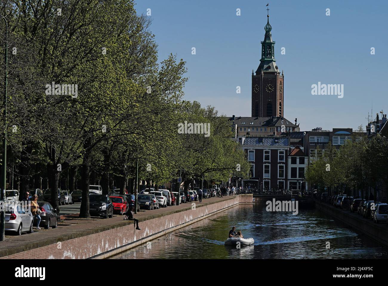 People enjoying the warm weather in The Hague, Netherlands. Picture