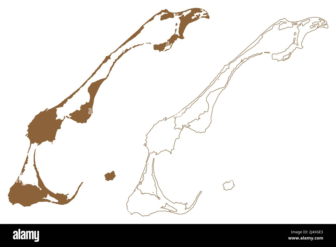 Magdalen Islands (Canada, Quebec Province, North America, Gulf of Saint Lawrence) map vector illustration, scribble sketch Iles de la Madeleine Menago Stock Vector