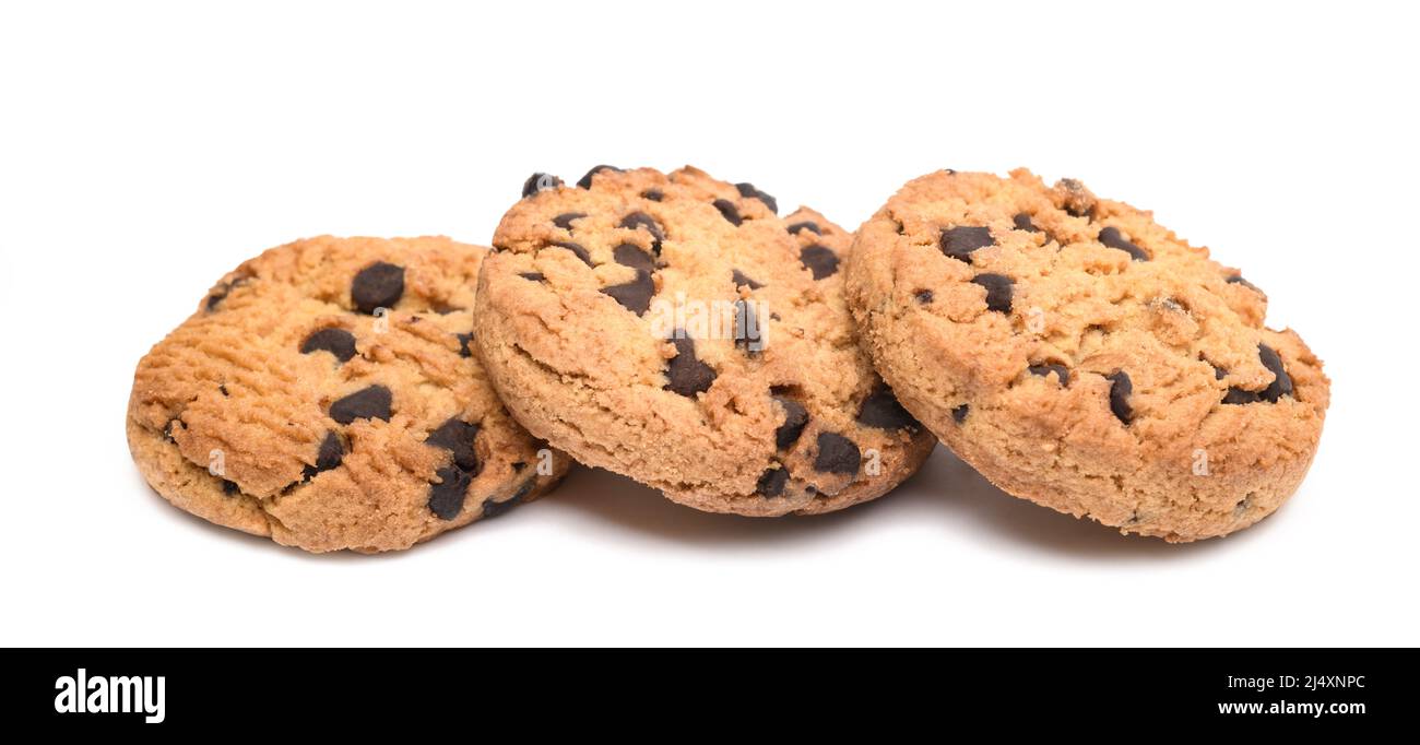Chocolate chips cookies isolated on white background Stock Photo