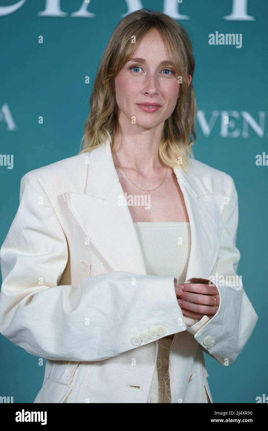 Madrid, Spain. 18th Apr, 2022. Ingrid Garcia Jonsson attends the 'Veneciafrenia' photocall at Sony Pictures projection hall in Madrid. Credit: SOPA Images Limited/Alamy Live News Stock Photo