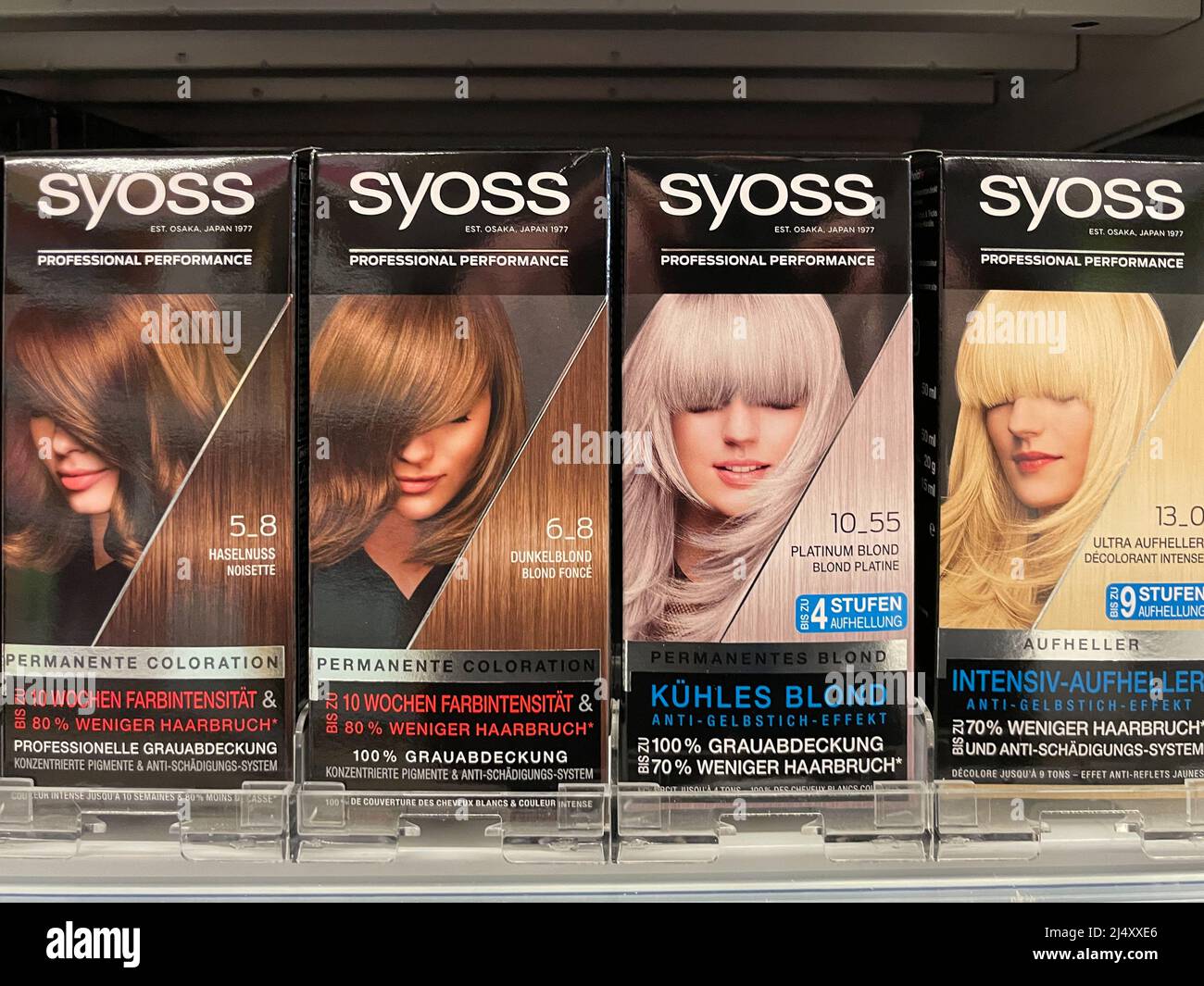 Nuremberg, Germany - April 04 2022: Hair dye in the supermarket. Syoss  Stock Photo - Alamy