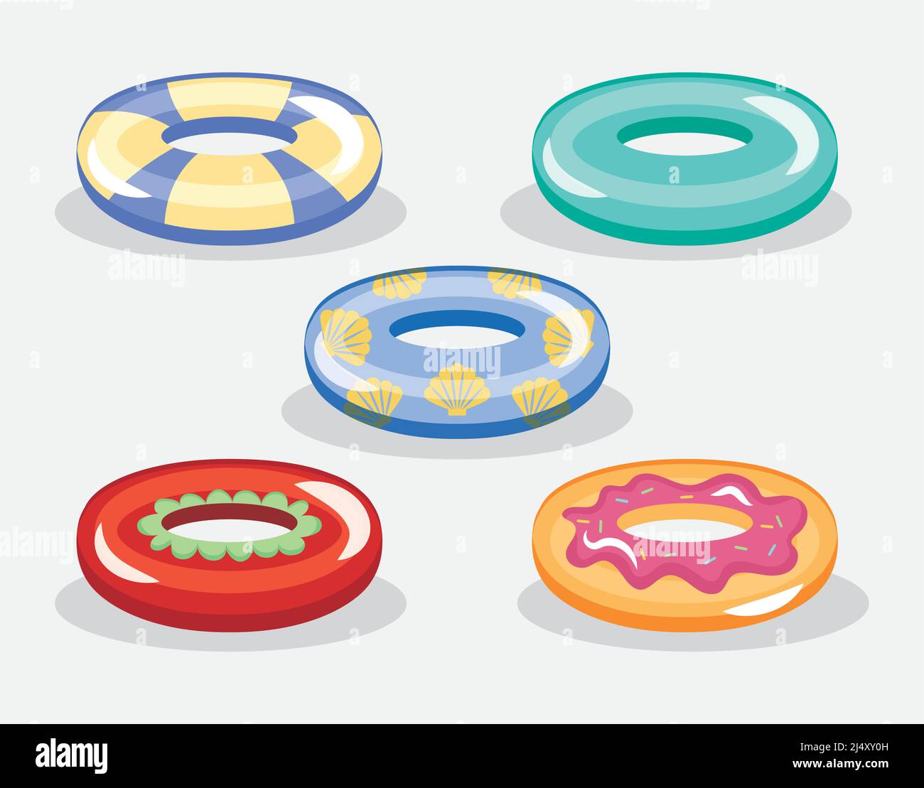 colorful pool ring floats set Stock Vector