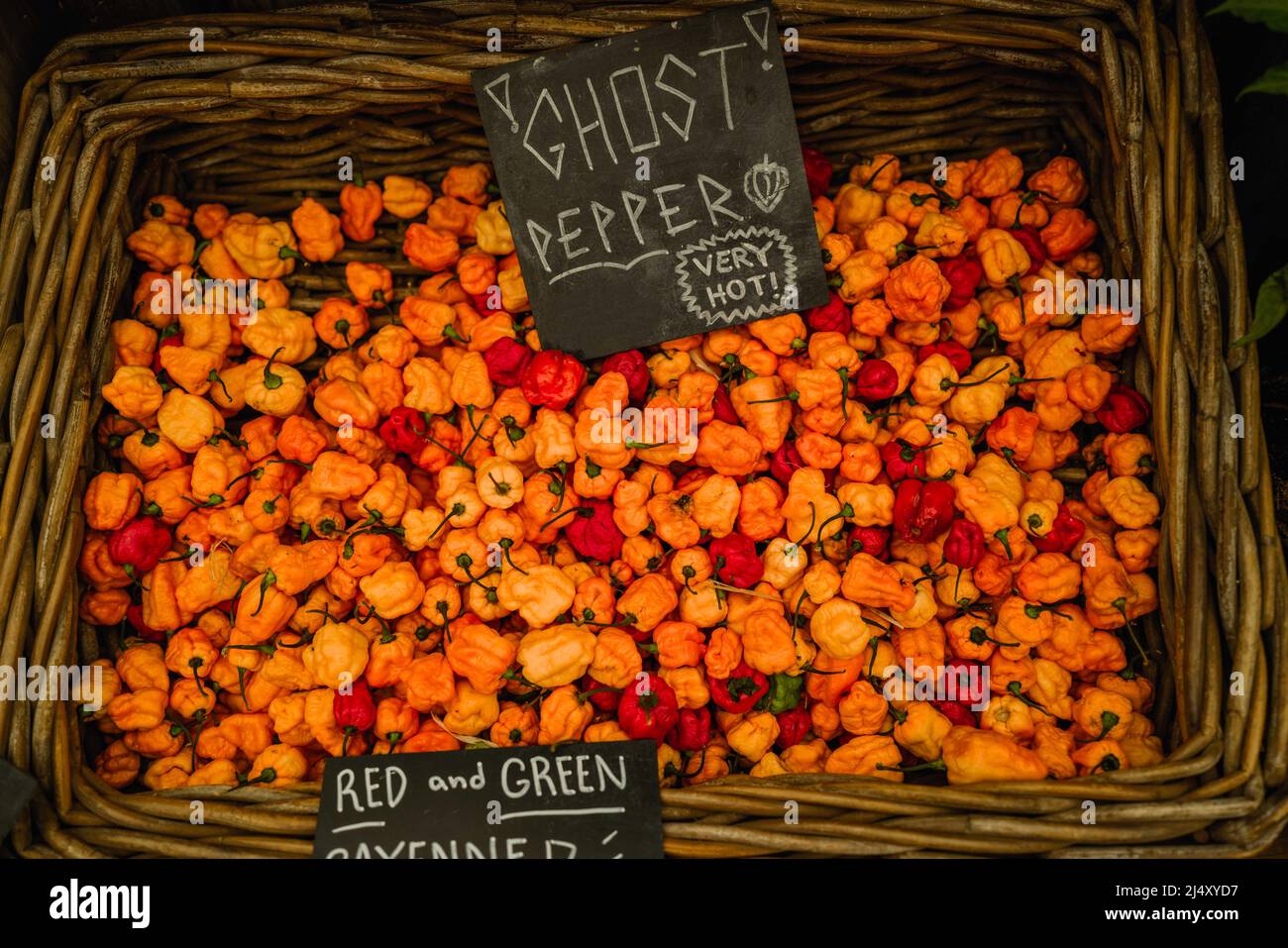 Ghost pepper for sale on the farmer's market Stock Photo