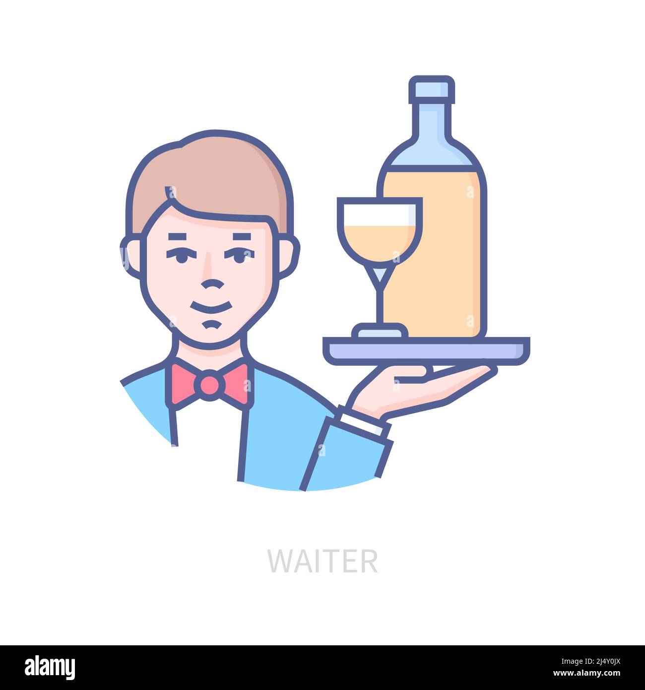 Waiter - modern colored line design style icon Stock Vector