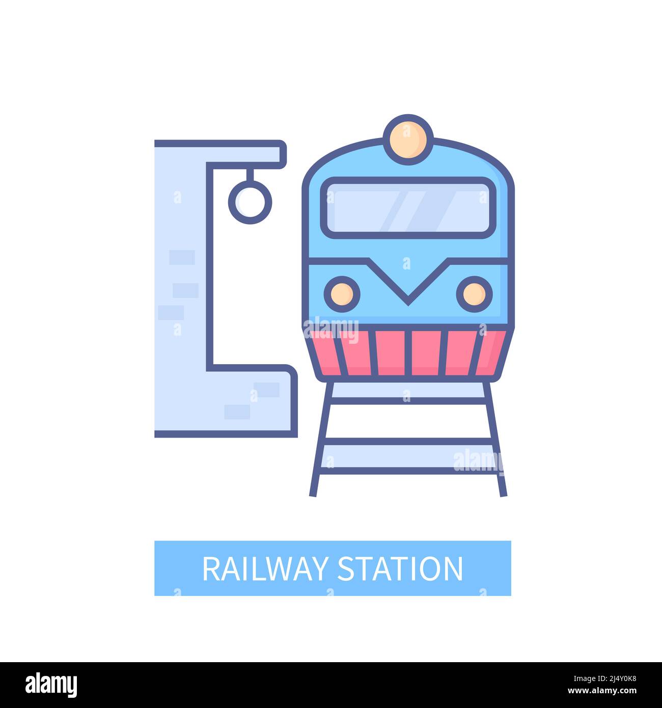Railway station - modern colored line design style icon on white  background. Neat detailed image of train approaching the platform. Ground  transportat Stock Vector Image & Art - Alamy