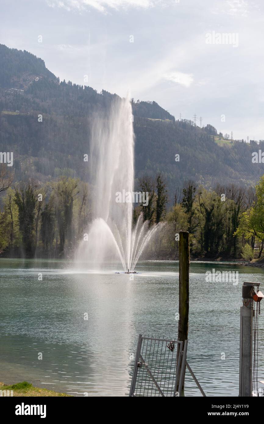 Walensee Spring Bay of weesen at the walensee with fountain hi-res stock photography ...