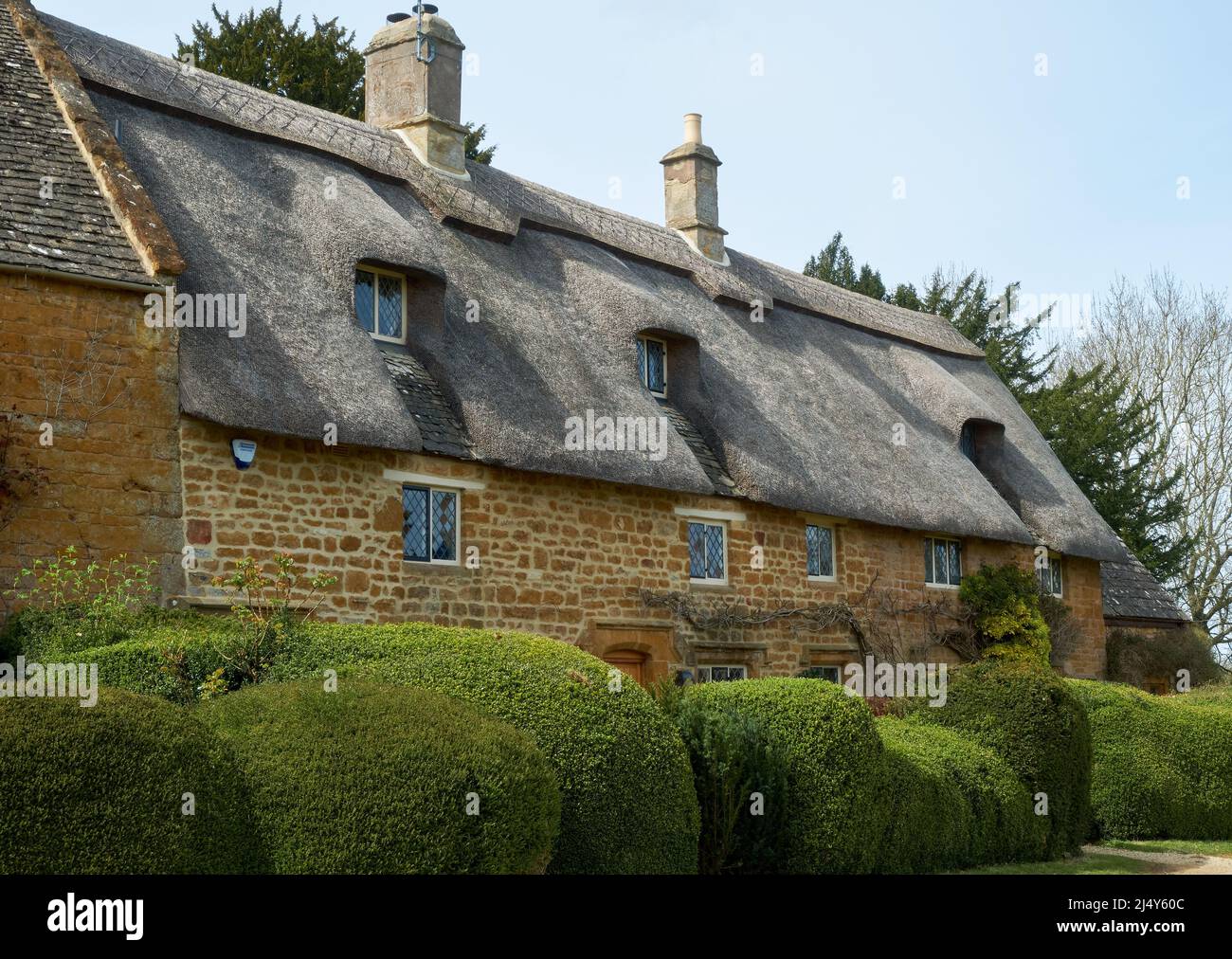 Large thatched cottage Great Tew Oxfordshire Stock Photo Alamy
