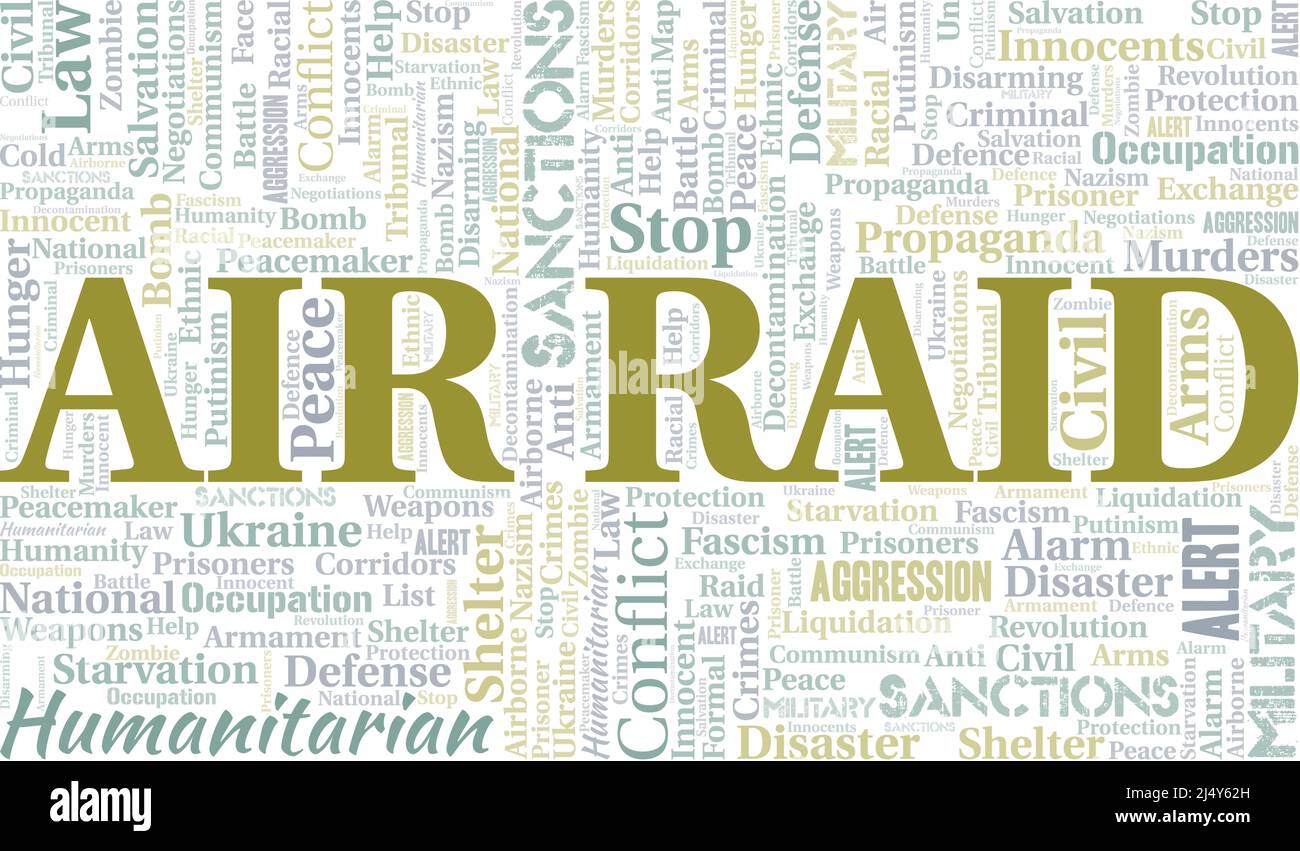 Air Raid word cloud. Vector made with text only Stock Vector Image