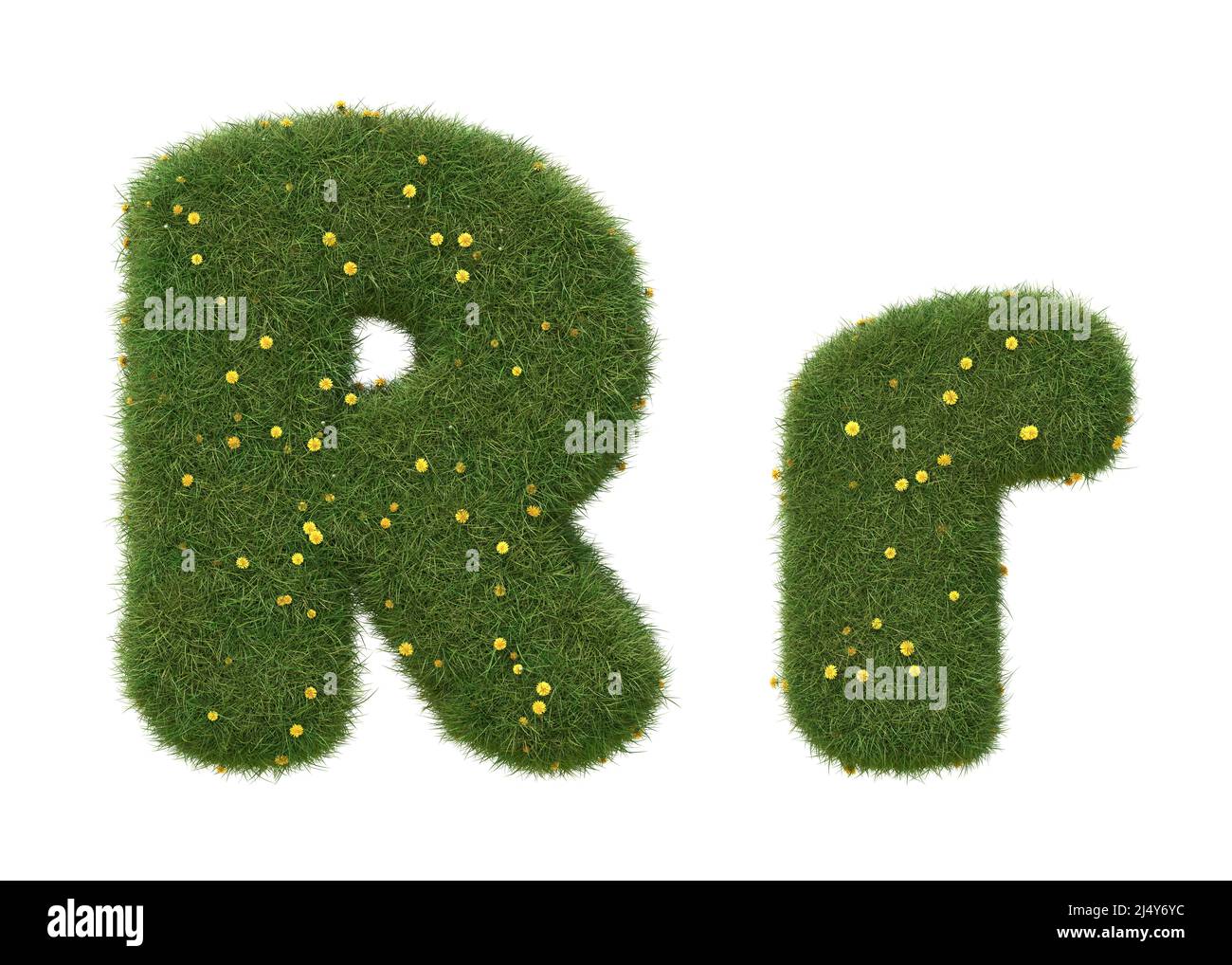 Realistic grass alphabet isolated on white background. Collection. 3D image. Stock Photo