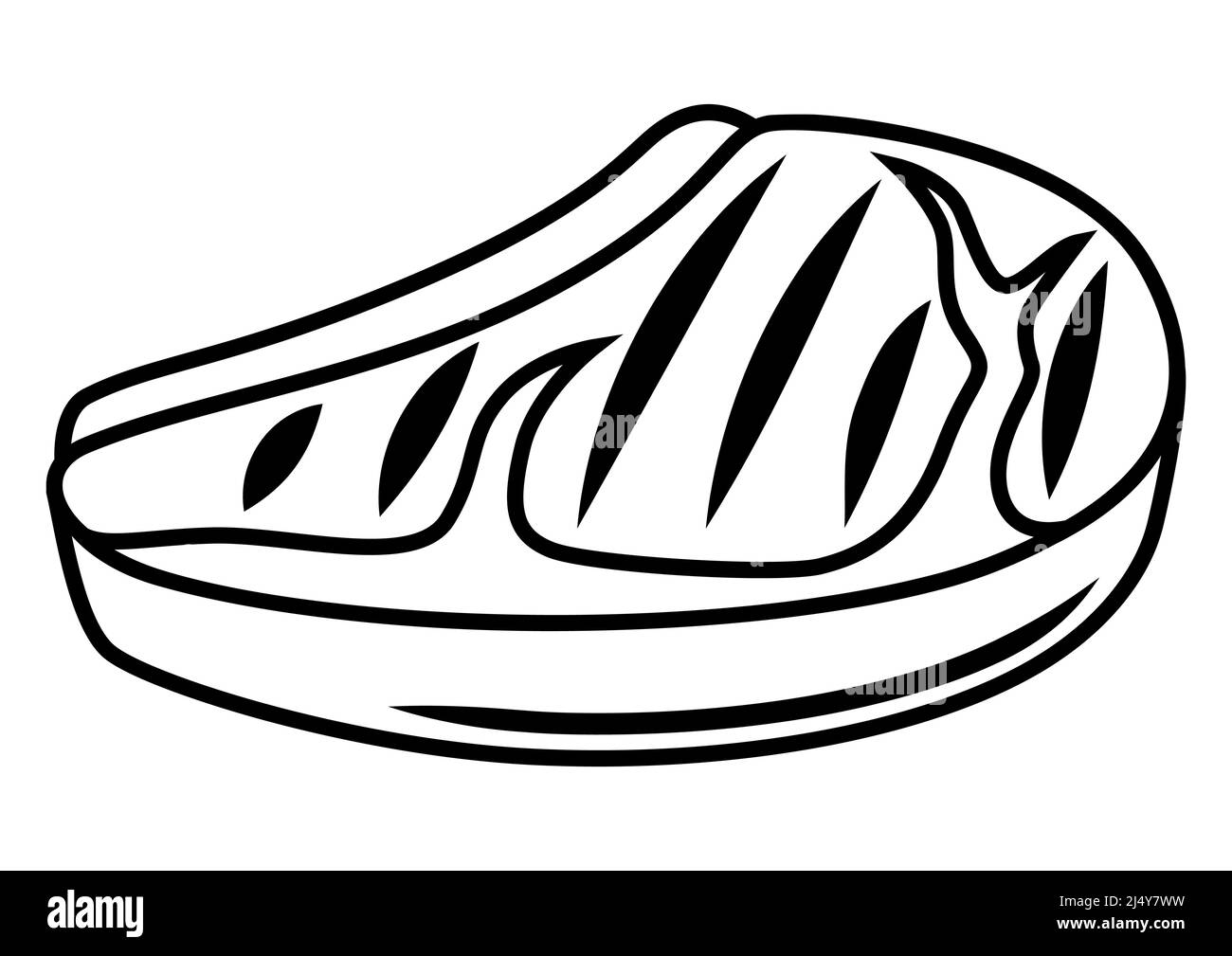Illustration of grilled bone ribeye steak. Bbq product. Stylized ...