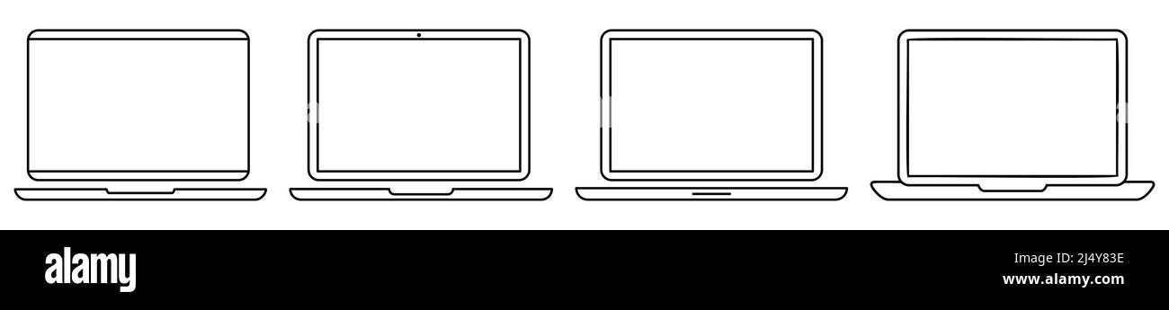 Set of outline laptop icons Stock Vector