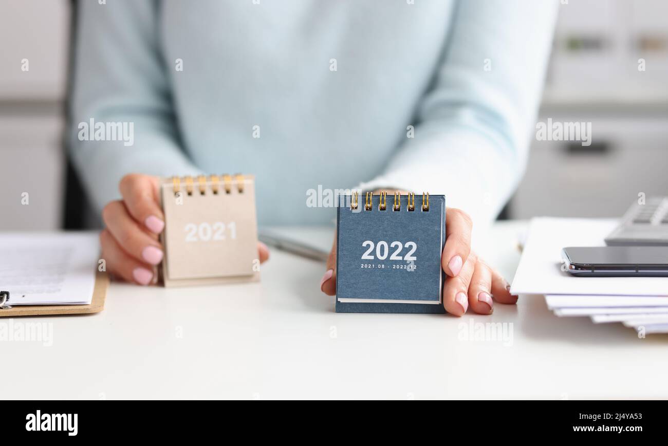 Calendar changes from 2021 to 2022 plan for year Stock Photo - Alamy