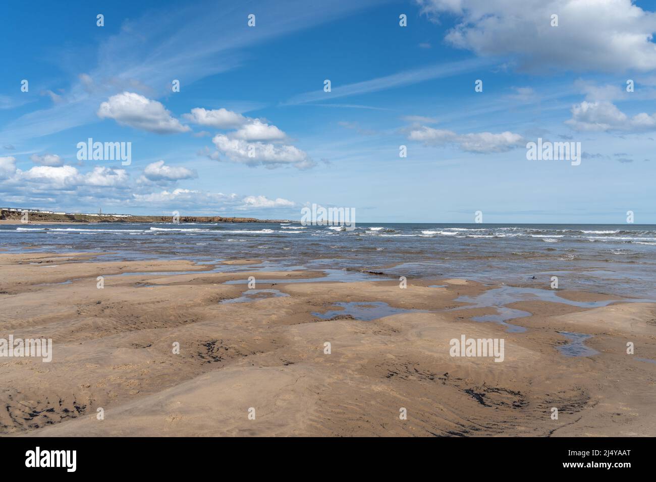 Sea view at Cambois Beach, Blyth, Northumberland, UK. Stock Photo