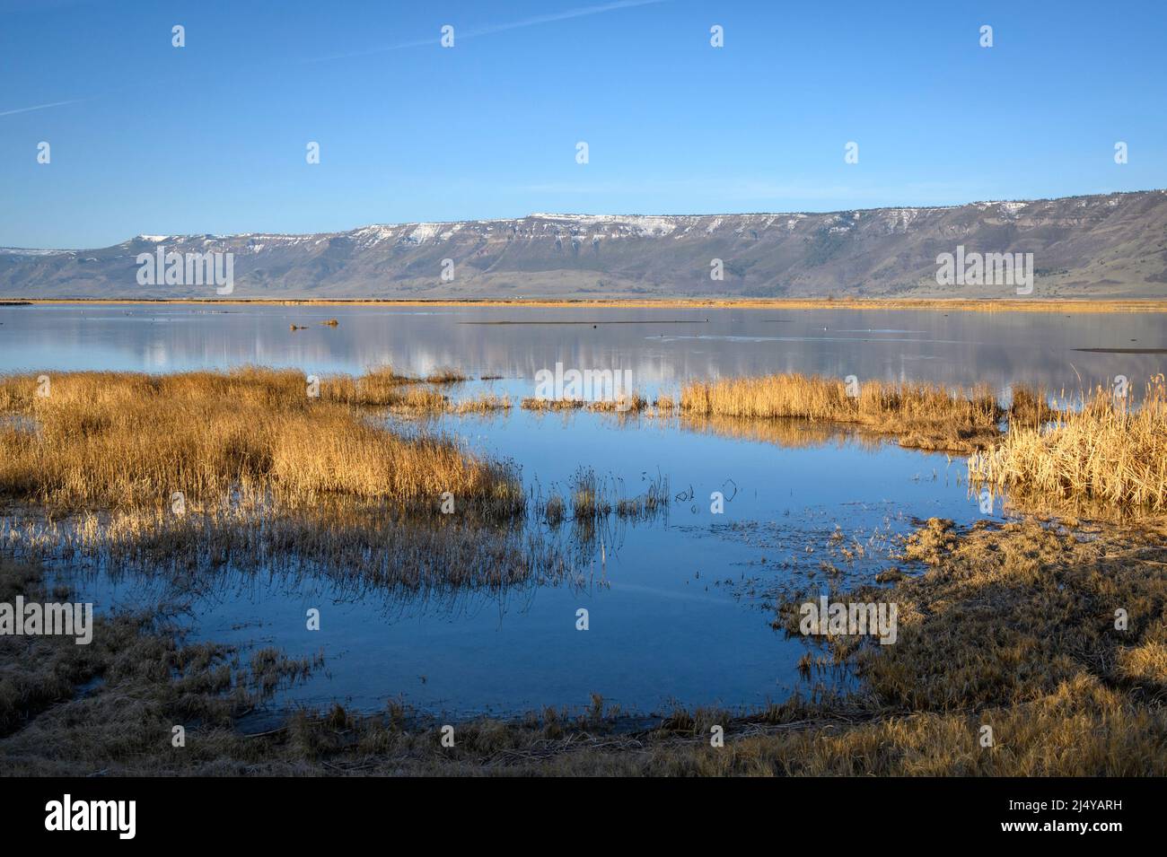 Summer Lake Wildlife Area and Winter Rim in southern Oregon. Stock Photo