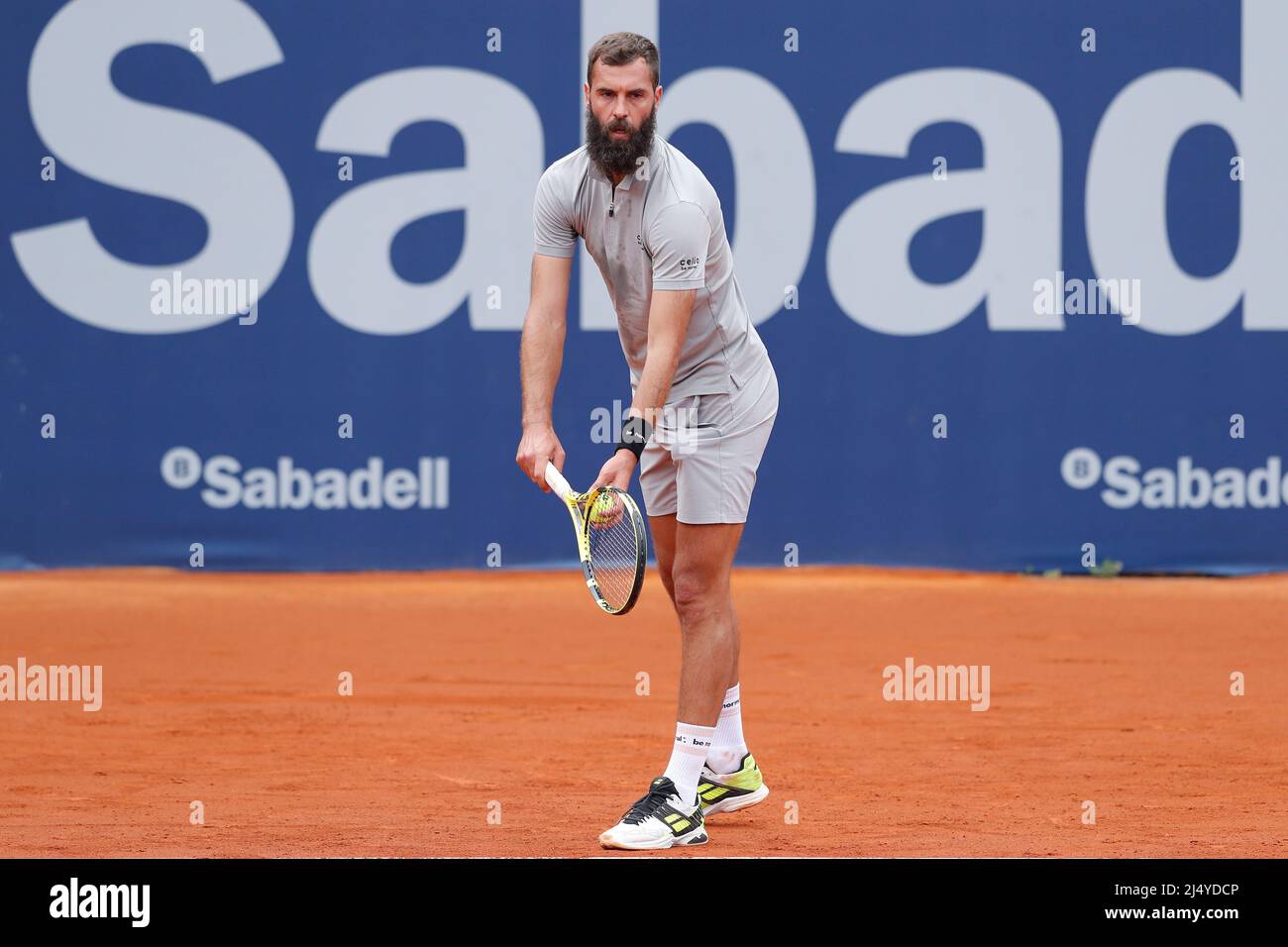 Barcelona, Spain. 18th Apr, 2022. Benoit Paire (FRA) Tennis : Benoit Paire of France during singles 1st round match against Kwon Soon-woo of South Korea on the Barcelona Open Banc Sabadell tennis tournament at the Real Club de Tenis de Barcelona in Barcelona, Spain . Credit: Mutsu Kawamori/AFLO/Alamy Live News Stock Photo