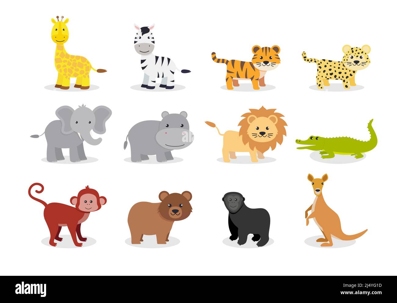Africa animals set. Vector illustration in a flat style. Eps 10 Stock ...