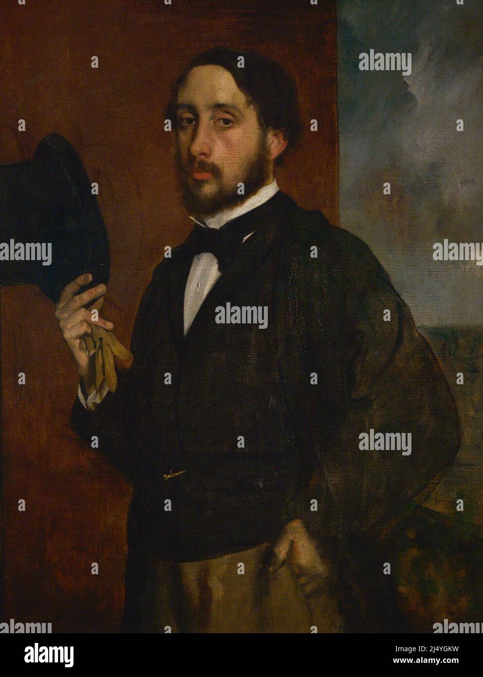 Edgar Degas (1834-1917). French Impressionist painter. Self-portrait or Degas saluting, ca.1863. Oil on canvas. Calouste Gulbenkian Museum. Lisbon. Portugal. Stock Photo