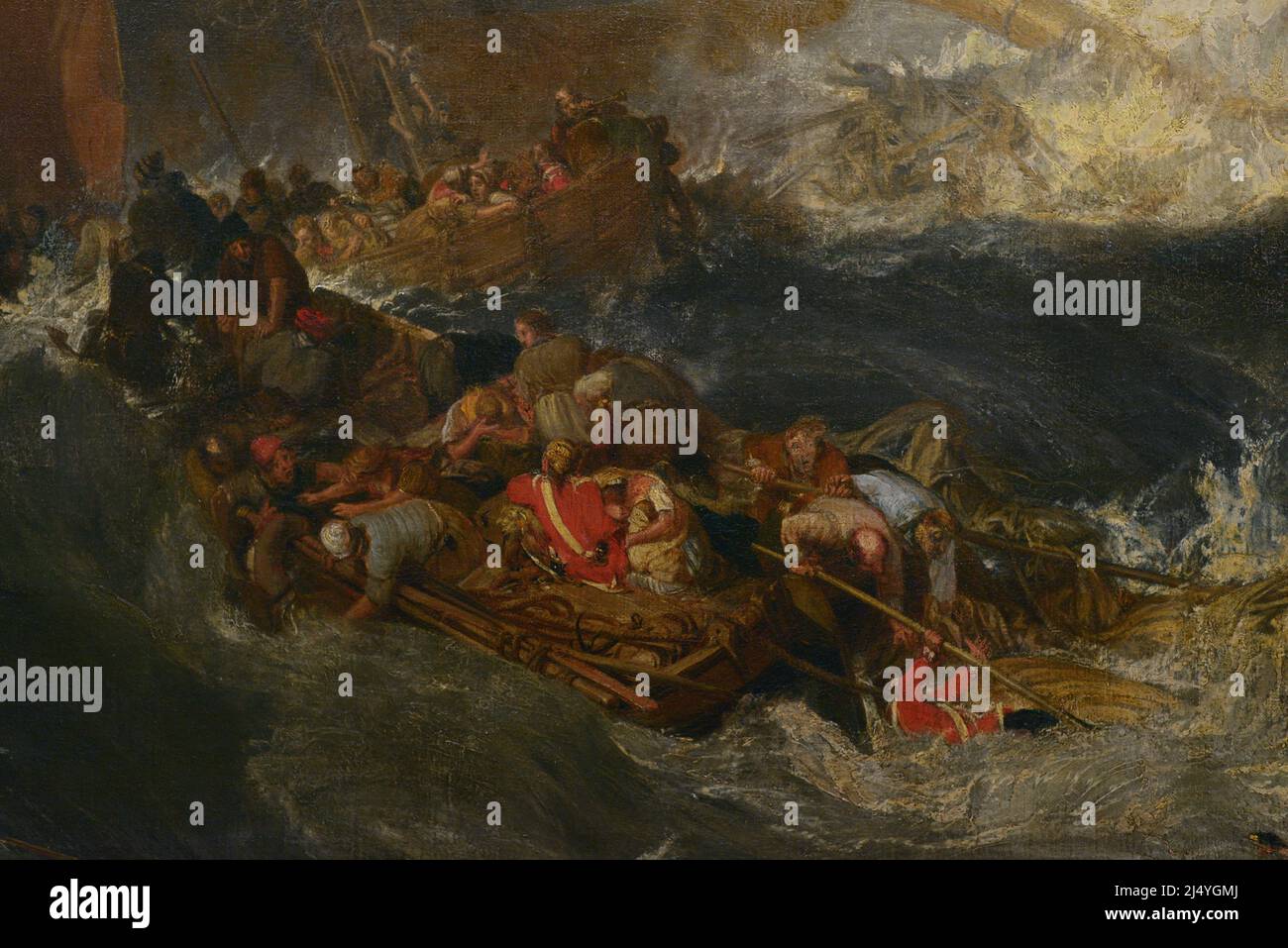 Joseph Mallord William Turner (1775-1851). English painter. The Wreck of a Transport Ship, ca. 1810. Oil on canvas (173 x 245 cm). Detail. Calouste Gulbenkian Museum. Lisbon. Portugal. Stock Photo