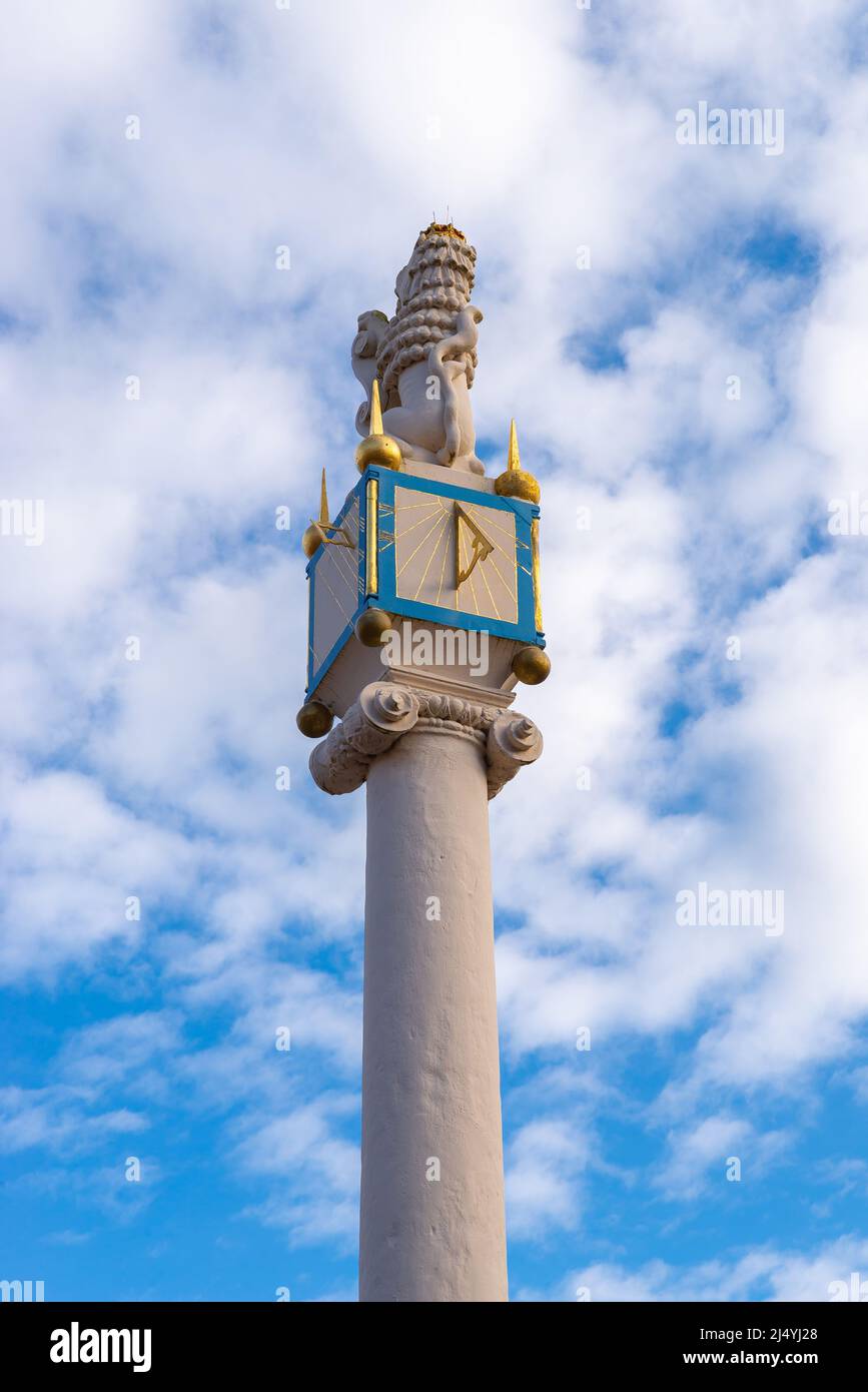 Carlisle, England - United Kingdom - March 17th, 2022: The Carlisle Market Cross in the town center, built in 1682, on a beautiful Spring morning. Stock Photo