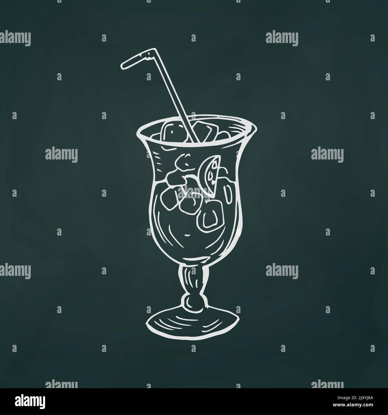 Cocktail thin white lines on a textural dark background - Vector illustration Stock Vector