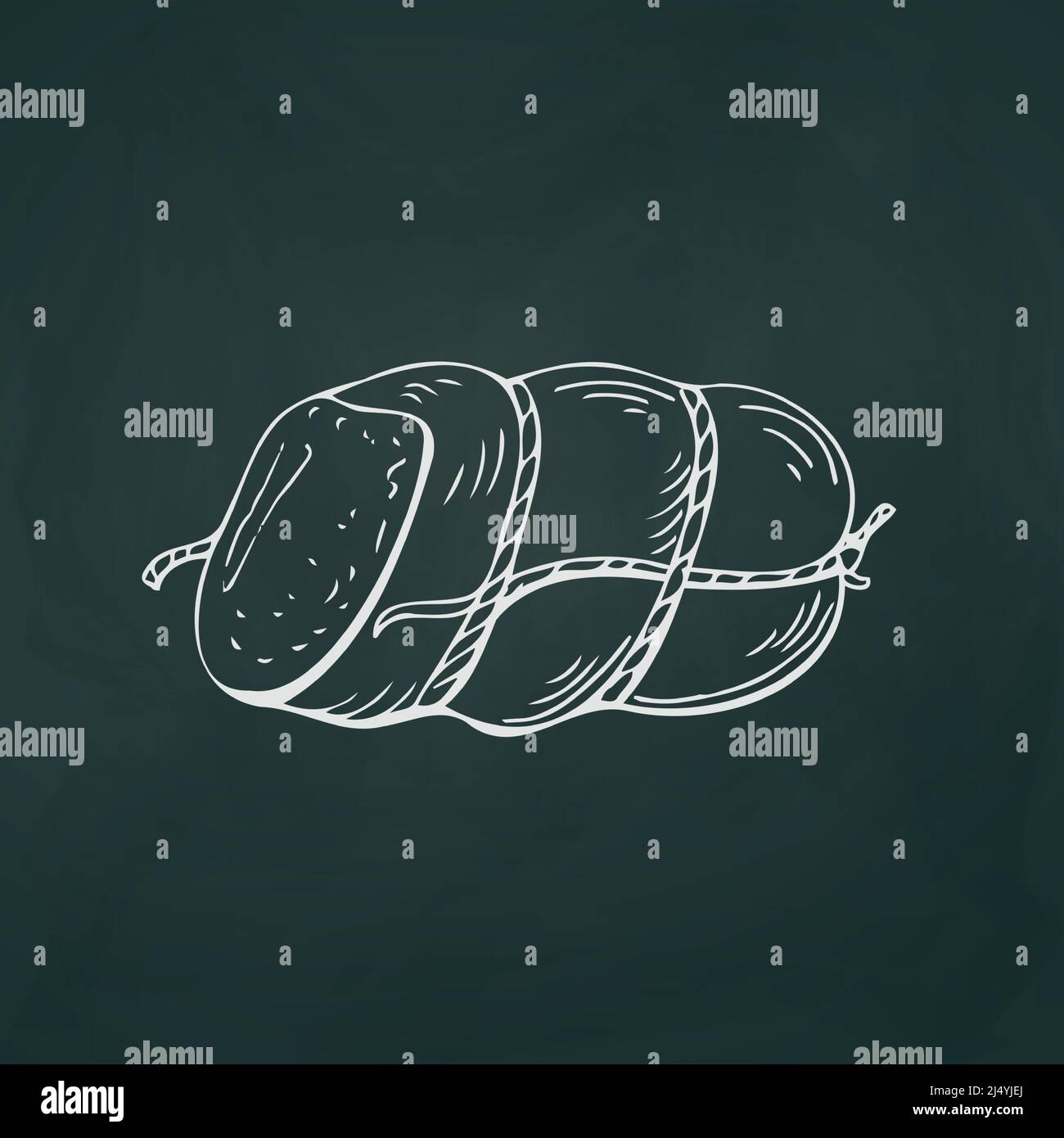 Sausage thin white lines on a textural dark background - Vector illustration Stock Vector