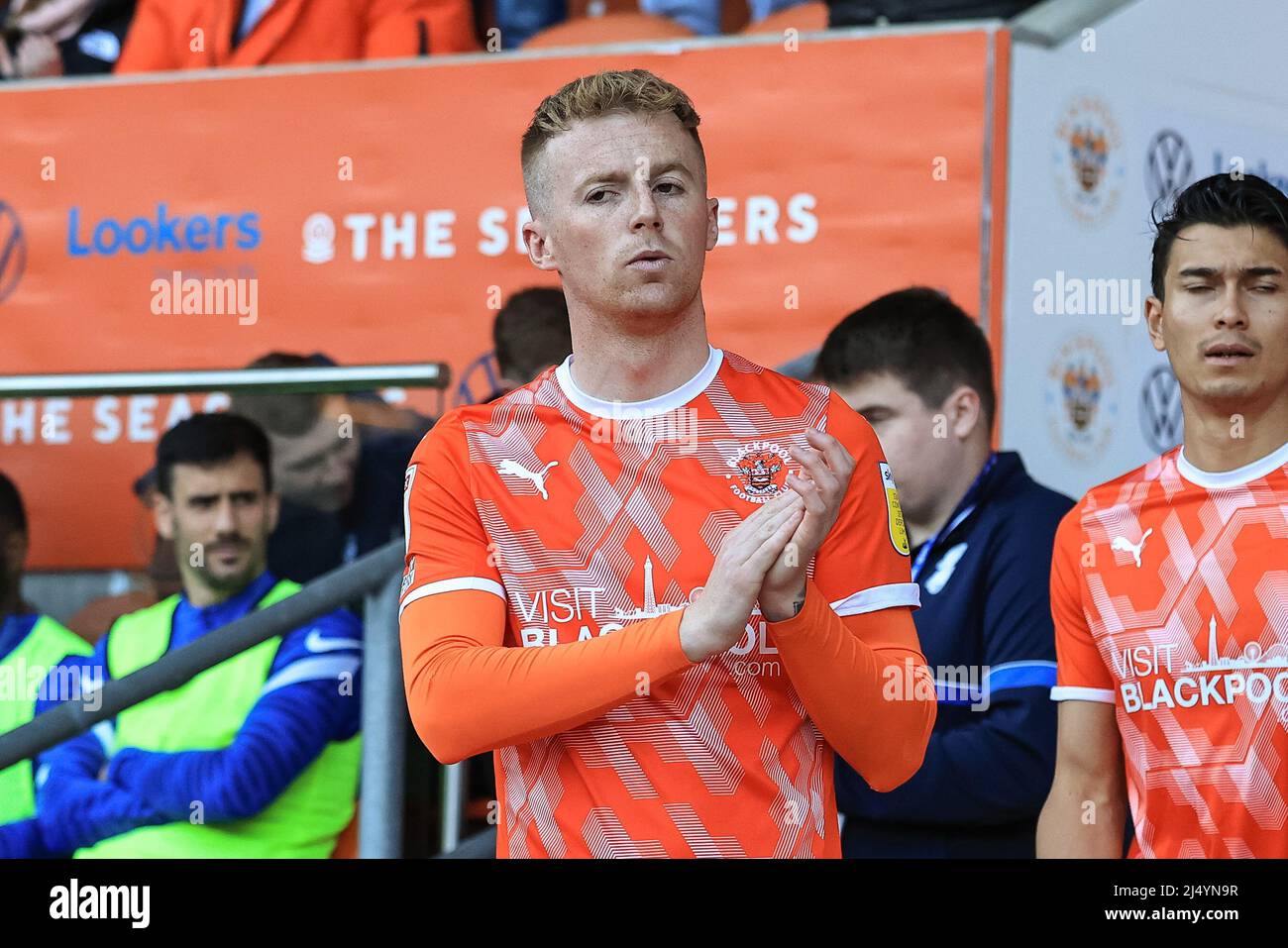Charlie Kirk #27 of Blackpool walks out for kick-off Stock Photo