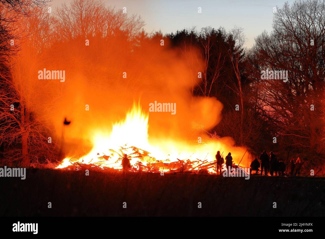 scenic view of an easter bonfire Stock Photo