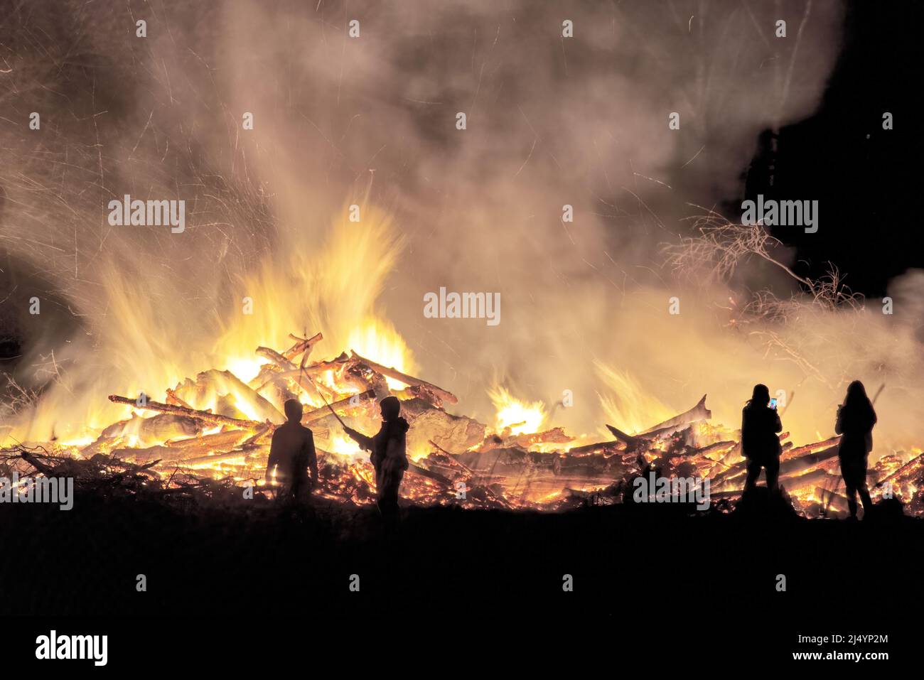 scenic view of an easter bonfire Stock Photo